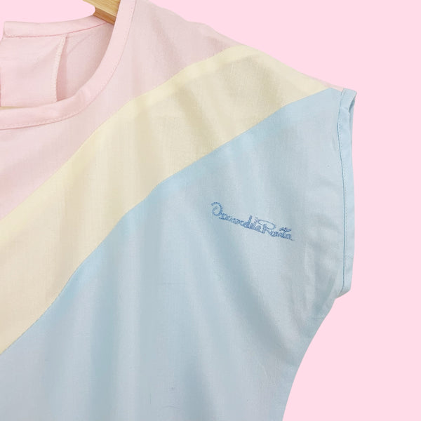 80S OSCAR DE LA RENTA PASTEL DRESS (XS/S)