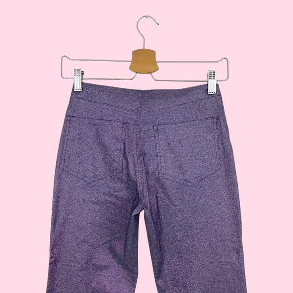 METALLIC PURPLE LOW RISE FLARE PANTS (0)
