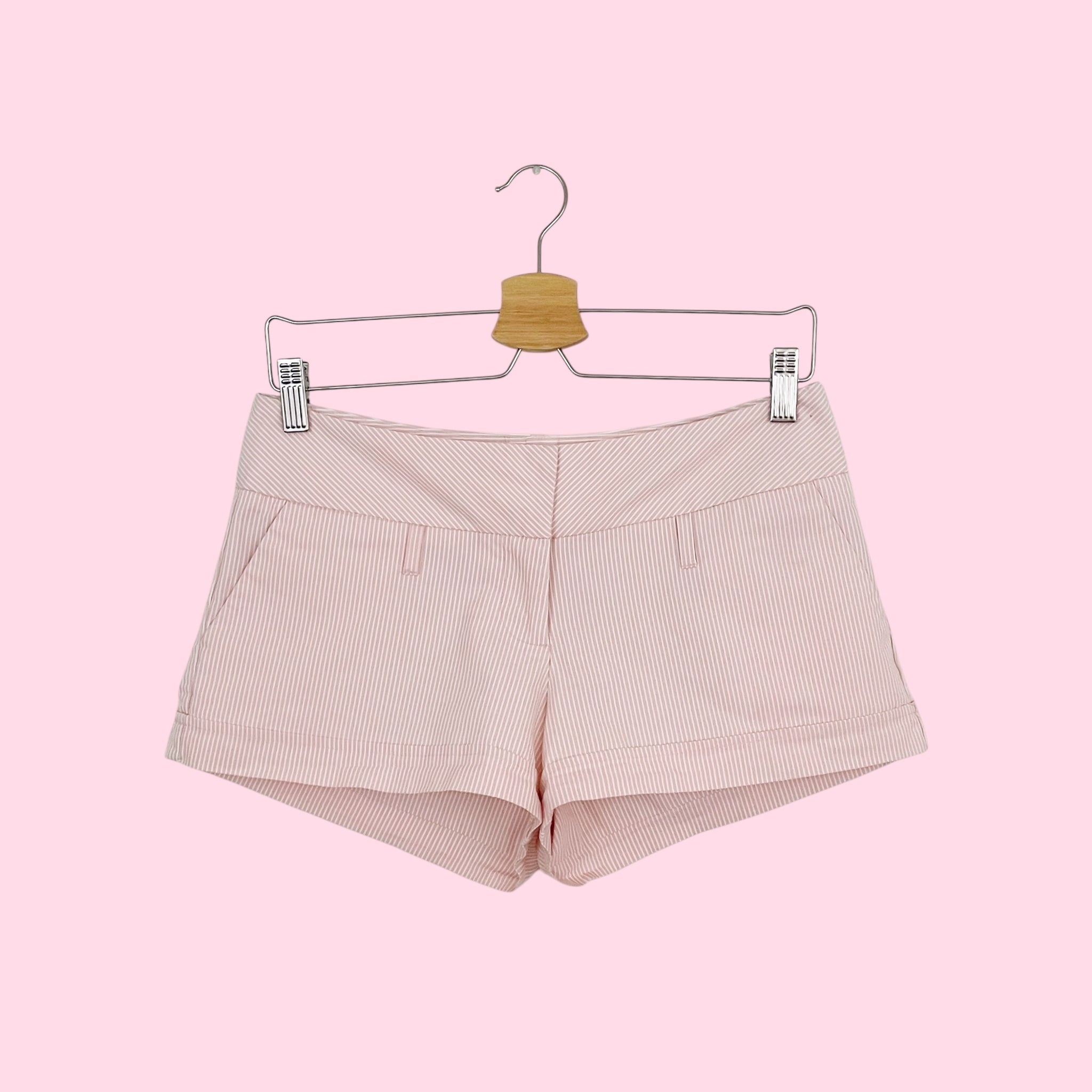 PINK + WHITE STRIPED LOW RISE SHORTS (7)