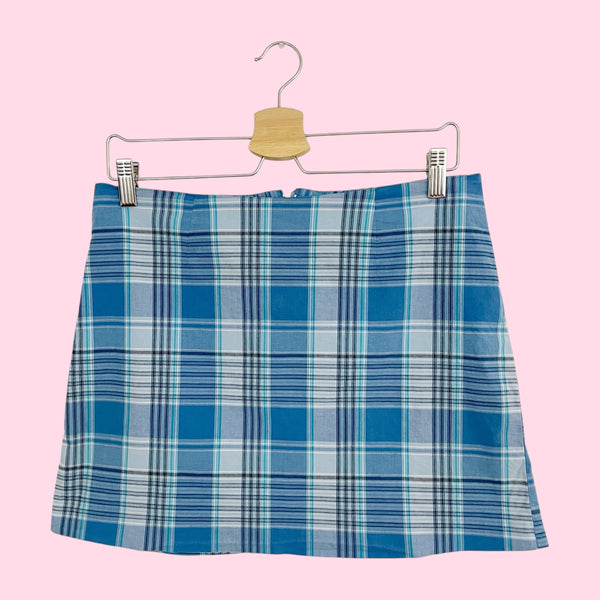 Blue Plaid Mini Skirt (M)