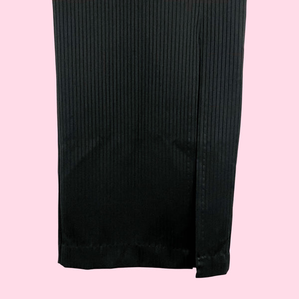BLACK STRIPED MAXI SKIRT W/ SLIT (25/26)