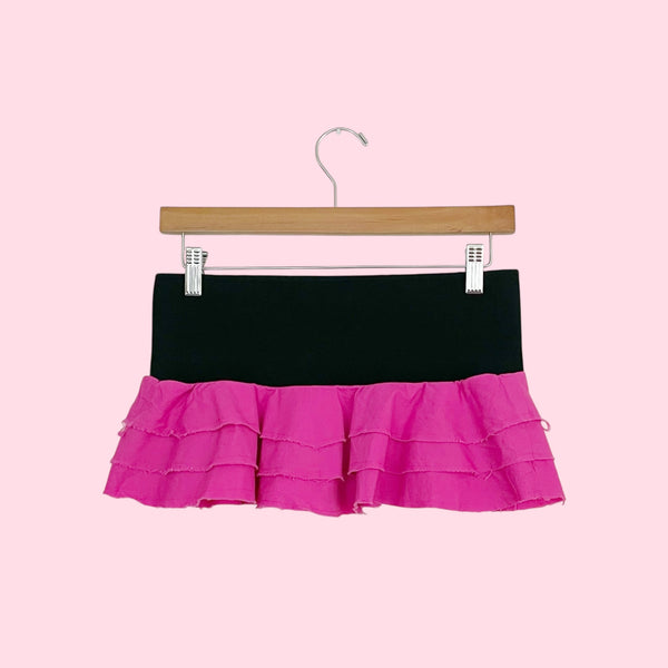 Y2K Pink Ruffle Micro Mini Skirt (S)