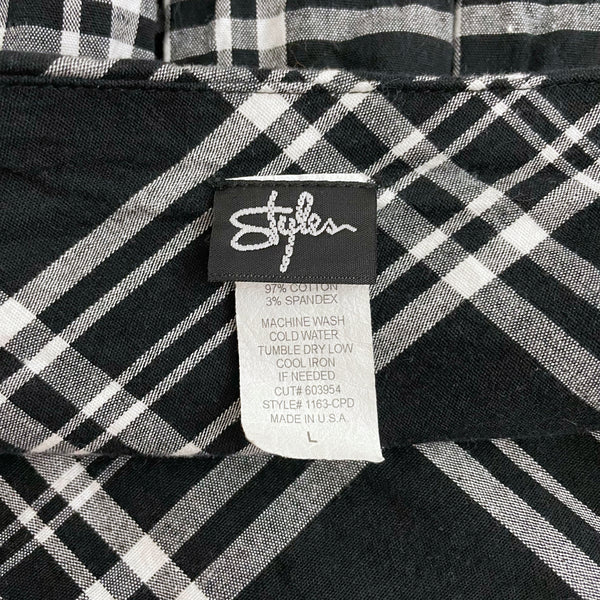 BLACK + WHITE PLAID MICRO MINI SKIRT (M)