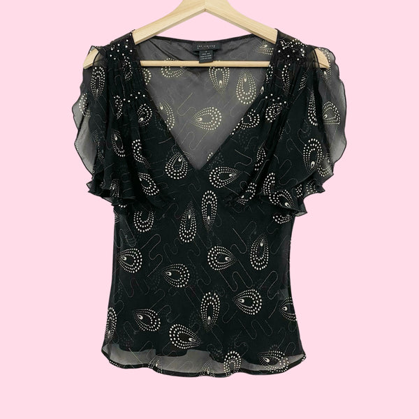 PRINTED SHEER SILK BLOUSE (S)