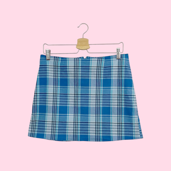 Blue Plaid Mini Skirt (M)