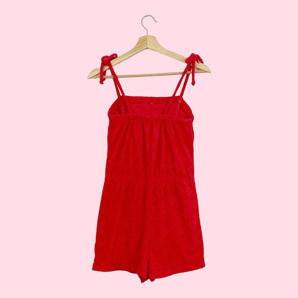 RED TERRY CLOTH ROMPER (S/M)