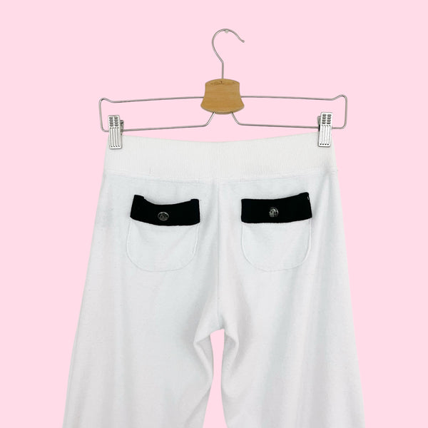 BCBG WHITE TERRY CLOTH TRACK PANTS (S)