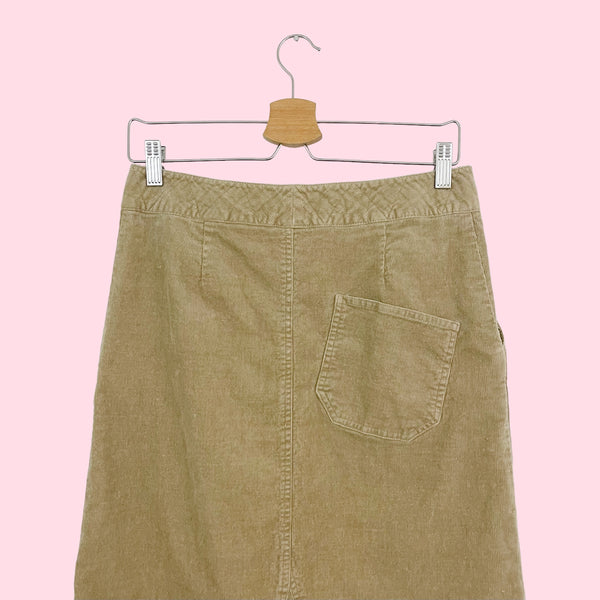 TAN CORDUROY BELTED MAXI SKIRT (M)