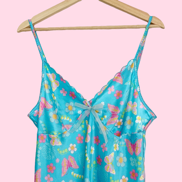 BUTTERFLY FLORAL PRINT SLIP DRESS (M)