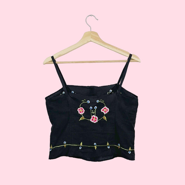 EMBROIDERED FLORAL COTTON TANK (S)