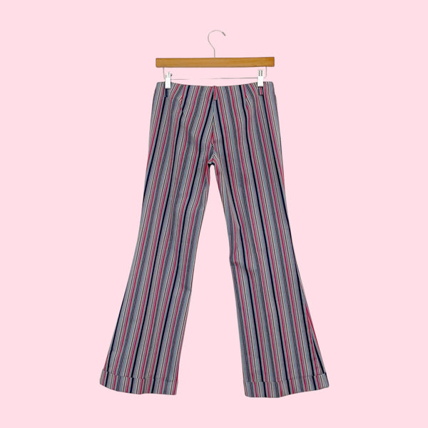 Vertical Striped Low Rise Flare Pants (4)