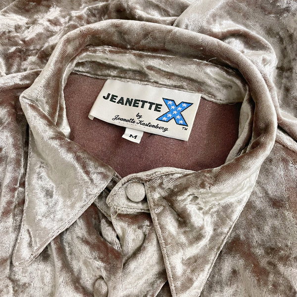 LIGHT BROWN SILK VELVET BLOUSE (M)