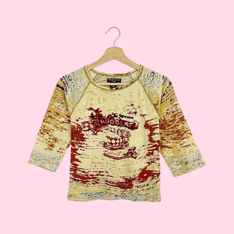 Y2K CHOCOLAT BISCUITS RHINESTONE T SHIRT (S)