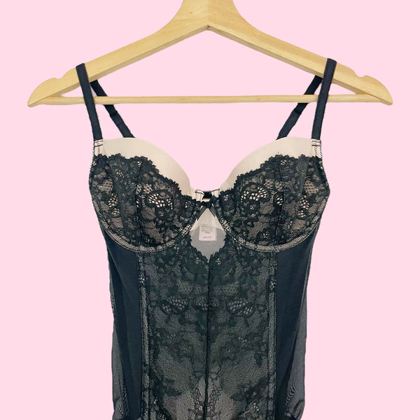 VICTORIA'S SECRET BLACK + CREAM CORSET (34C)