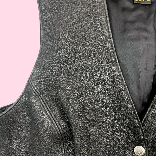 BLACK LEATHER VEST (M)