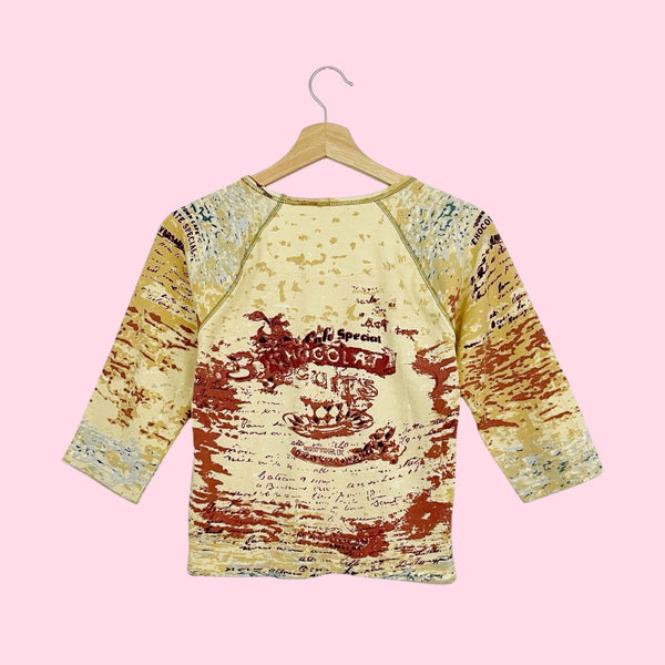 Y2K CHOCOLAT BISCUITS RHINESTONE T SHIRT (S)