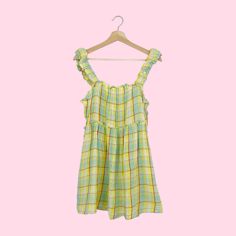 ANTHROPOLOGIE PLAID GUAZE MINI DRESS (S)