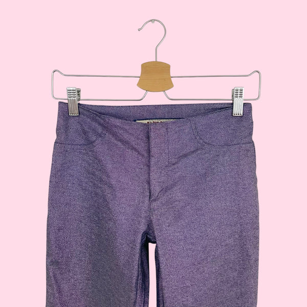 METALLIC PURPLE LOW RISE FLARE PANTS (0)