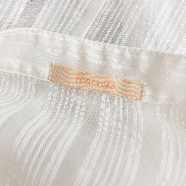 Y2K WHITE SHEER STRIPED TOP (S)