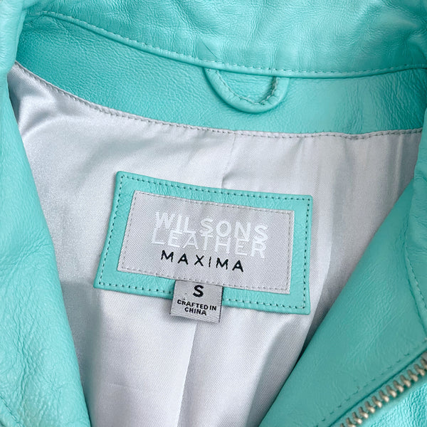 WILSON'S MINT GREEN RUCHED LEATHER JACKET (S)