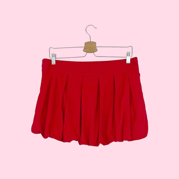 ABERCROMBIE RED CORDUROY BUBBLE MINI SKIRT (6)
