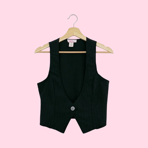 BLACK STRIPED TIE BACK VEST (M)