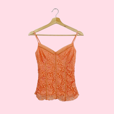 PEACH LACE RUCHED TANK (S)