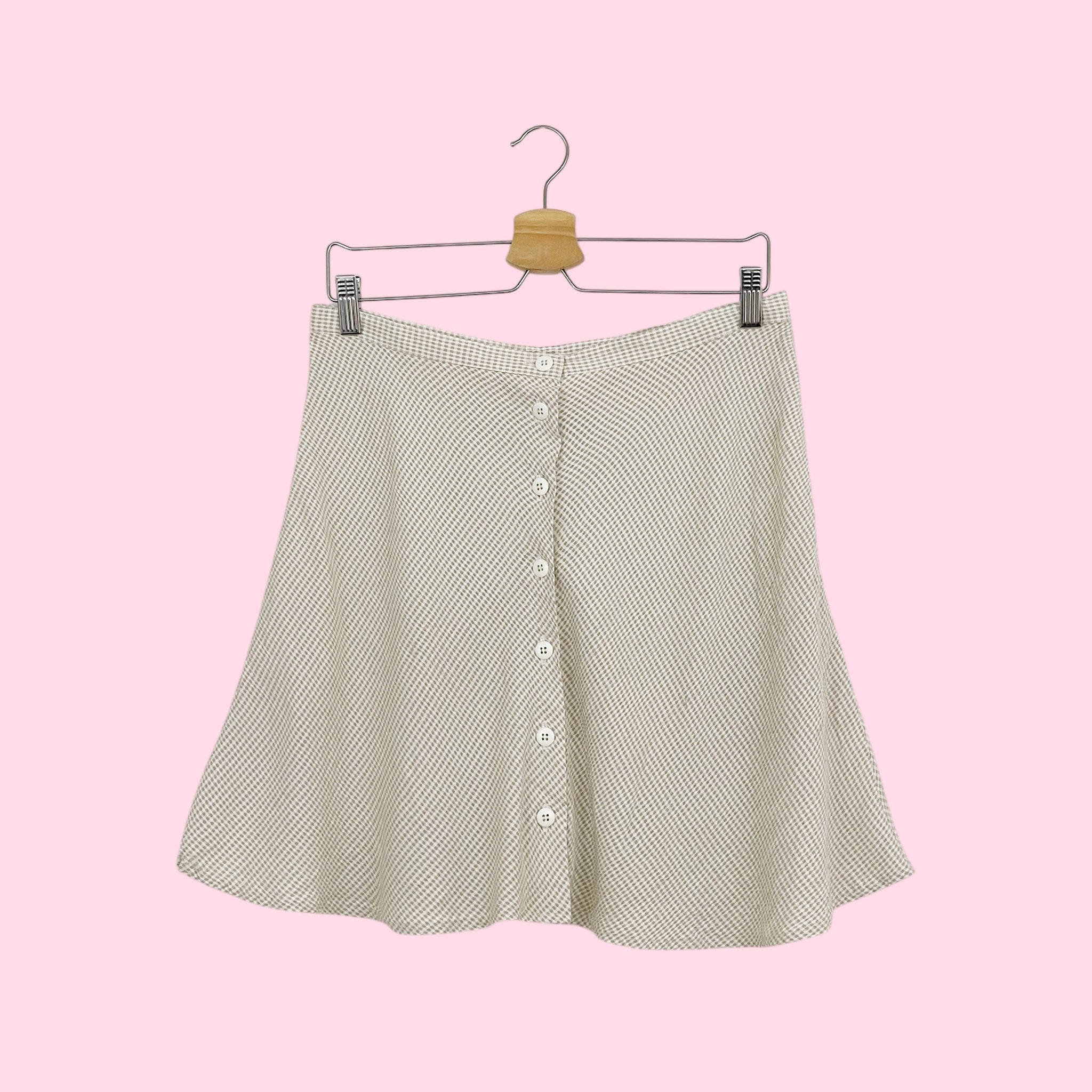 BEIGE PLAID BUTTON UP MINI SKIRT (31)