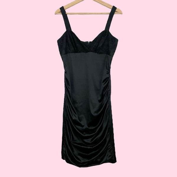 BETSEY JOHNSON EVENING BLACK RUCHED MIDI DRESS (6)