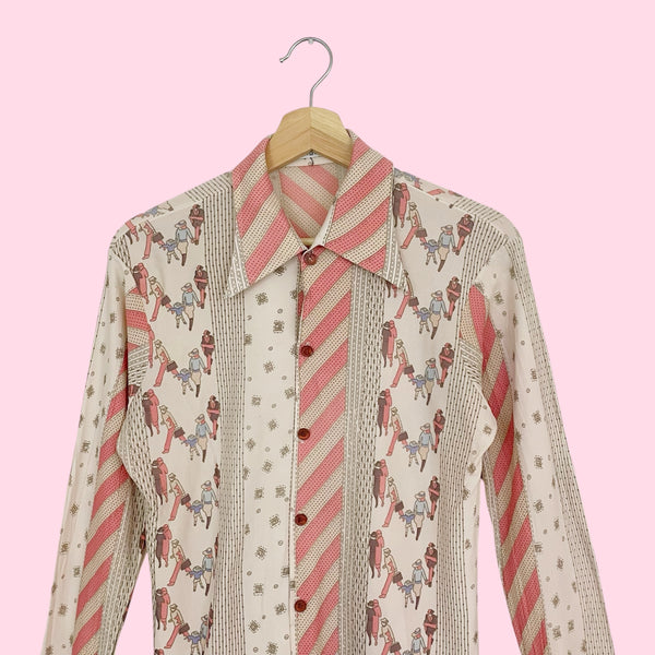 70S NOVELTY PRINT BLOUSE (M)