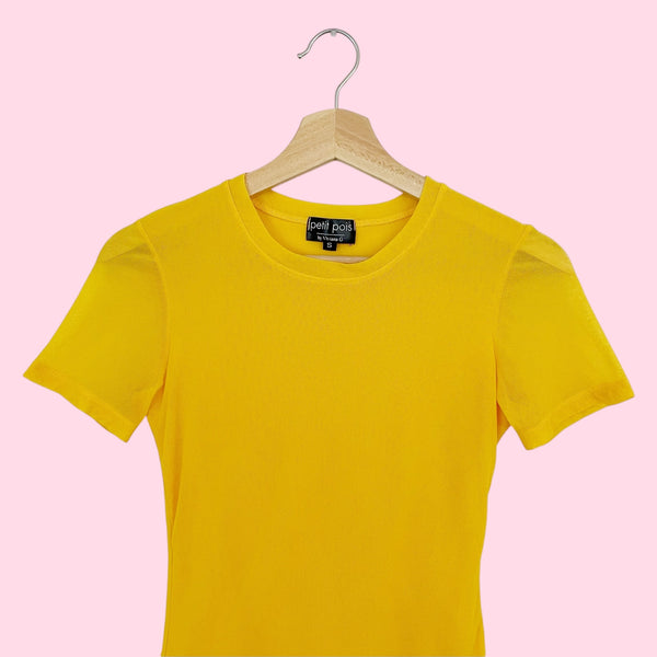 PETIT POIS YELLOW MESH TOP (S)