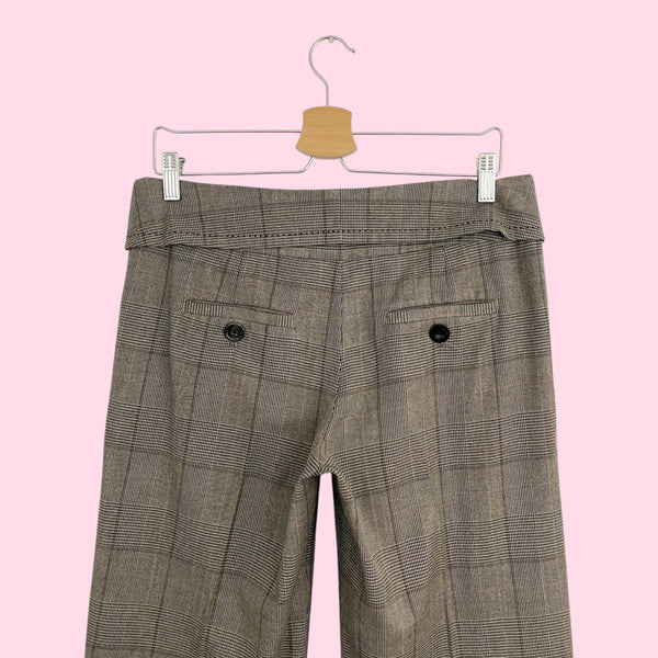 BROWN + PINK PLAID LOW RISE OFFICE PANTS (8/10)