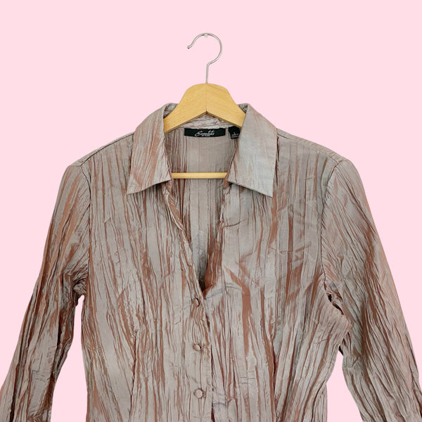 TWO TONE IRIDESCENT WRINKLE BLOUSE (L)