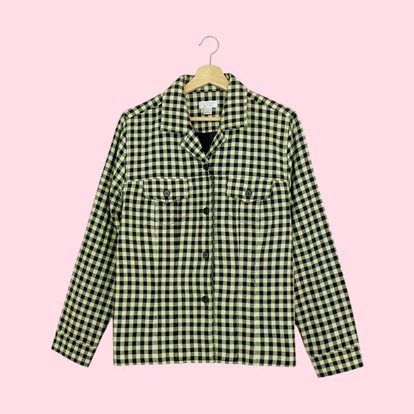 GREEN PLAID SHIRT JACKET (L)