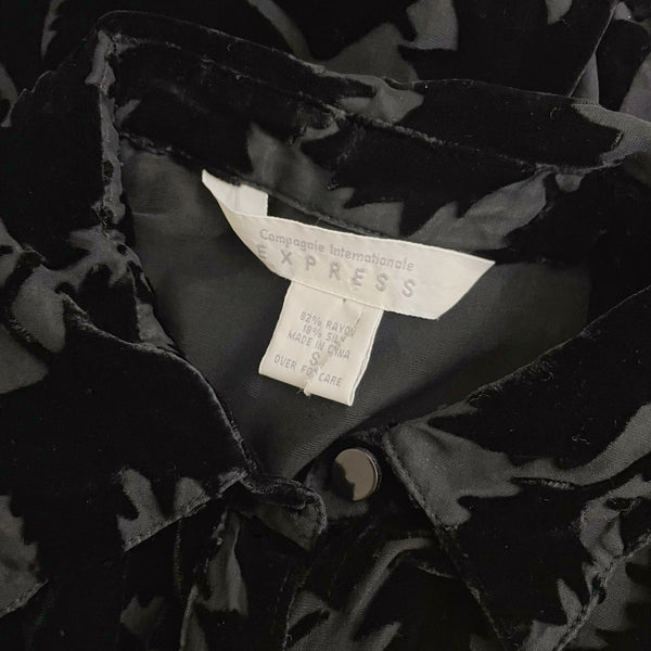 BLACK VELVET BURNOUT BLOUSE (S)