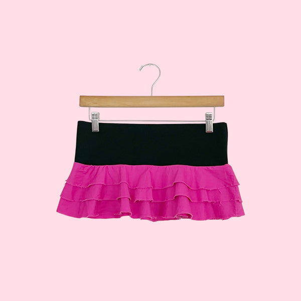 Y2K Pink Ruffle Micro Mini Skirt (S)