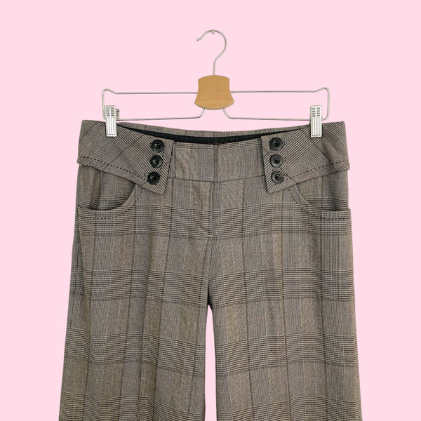 BROWN + PINK PLAID LOW RISE OFFICE PANTS (8/10)
