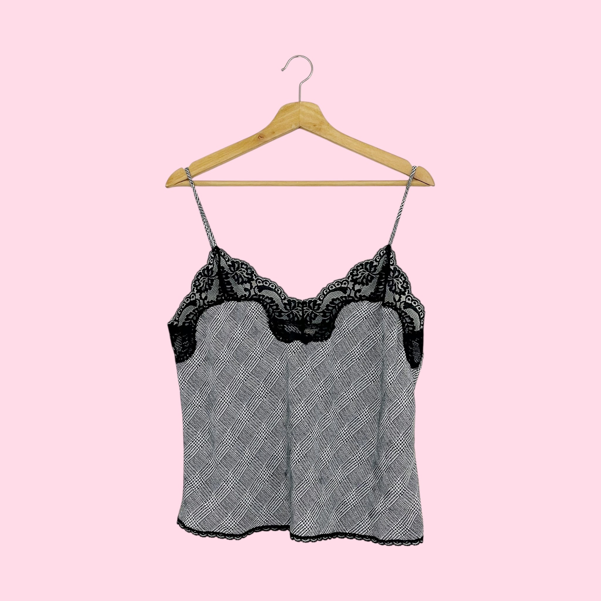 BLACK + WHITE HOUNDSTOOTH SLIP TANK (M)