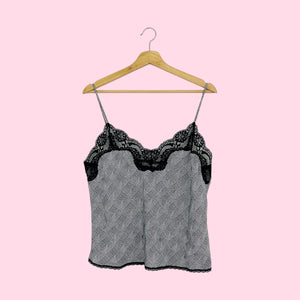 BLACK + WHITE HOUNDSTOOTH SLIP TANK (M)
