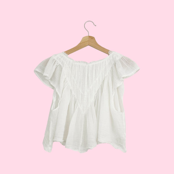 FP One White Cotton Gauze Crop Top (O/S)
