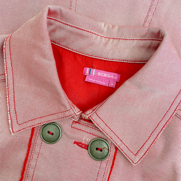 BCBG METALLIC RED EXPOSED SEAM BLAZER (6)