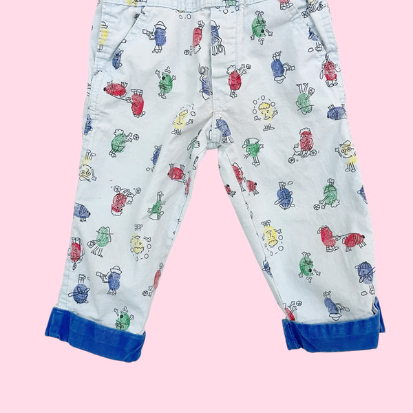 90S OSHKOSH B'GOSH THUMBPRINT OVERALLS (2T)