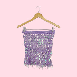 LAVENDER OPEN KNIT SEQUINS TUBE TOP (XS/S)