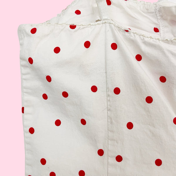 Y2K White + Red Dot Print Midi Dress (L)