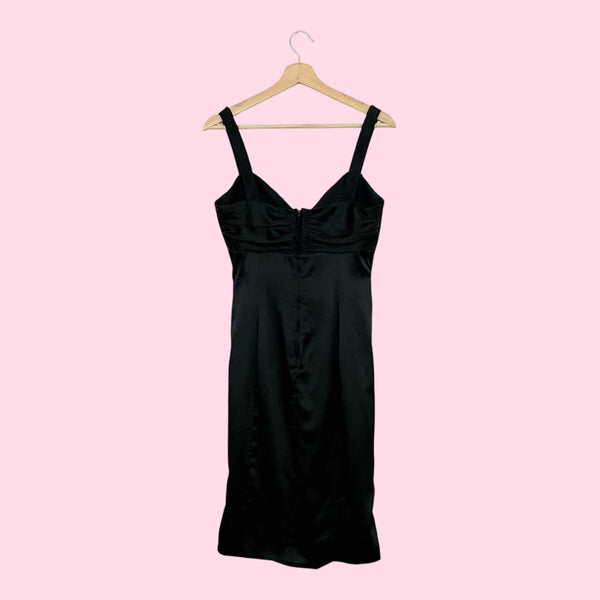 BETSEY JOHNSON EVENING BLACK RUCHED MIDI DRESS (6)