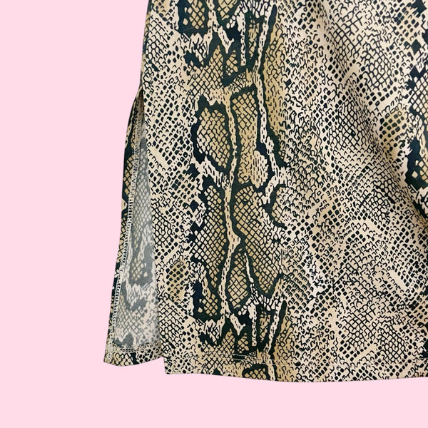 SNAKE PRINT MIDI SKIRT W/ SIDE SLITS (S)