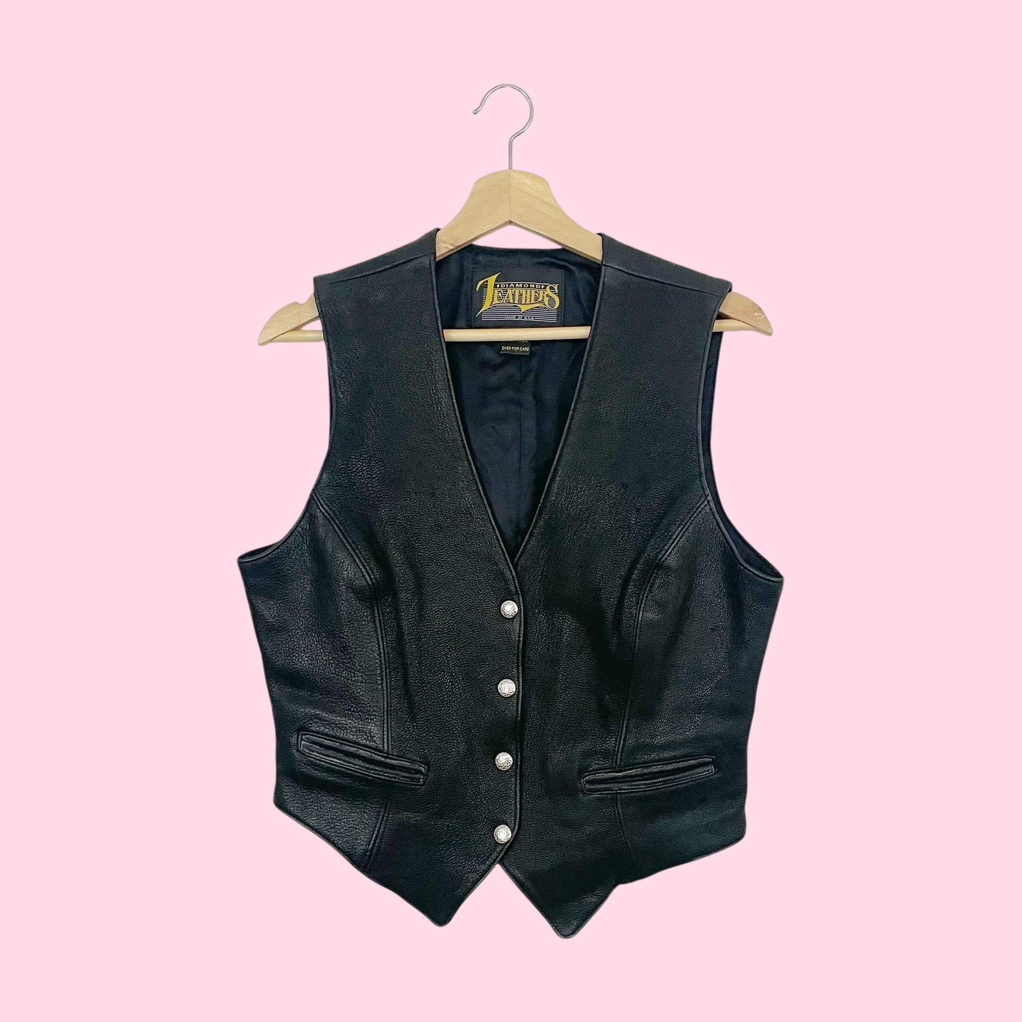 BLACK LEATHER VEST (M)