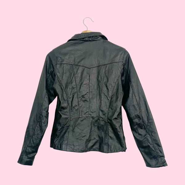Wilson's Black Leather Zip Up Jacket (XS/S)