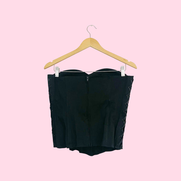 Black Corset Top w/ Lace Up Side Detail (M/L)