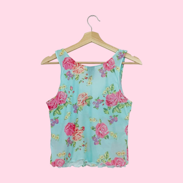 AQUA FLORAL MESH TANK TOP (M)
